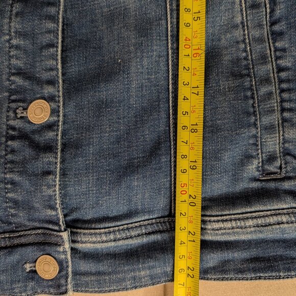 Chico's Tropical Embroidered Denim Jacket Small Blue Floral Boho Jean Coat - Picture 13 of 13